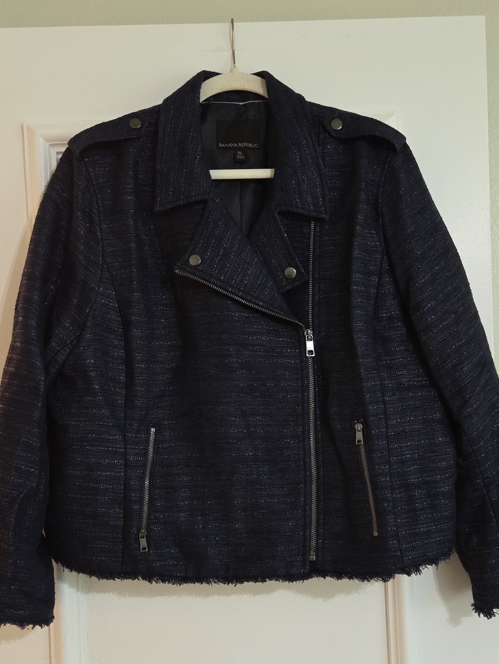 Banana Republic Moto Tweed Military Blazer Women's XL